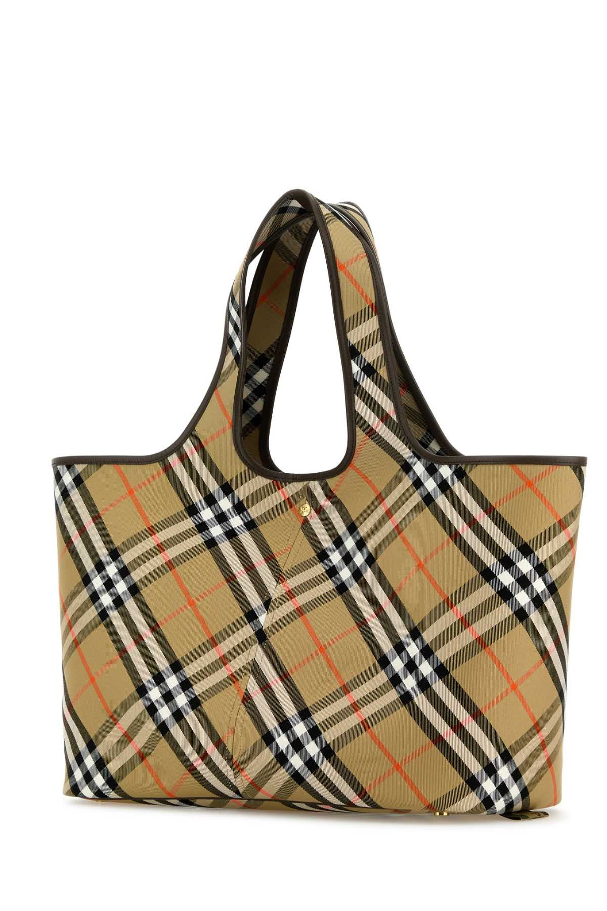 Burberry Women Embroidered Canvas Medium Check Shopping Bag - 2
