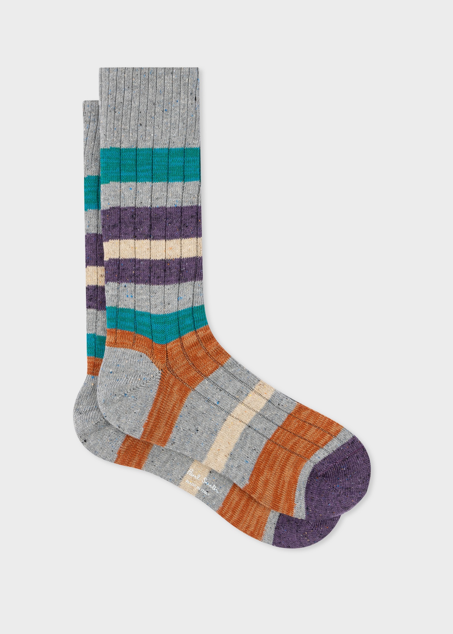 Grey Chunky Stripe Socks - 1