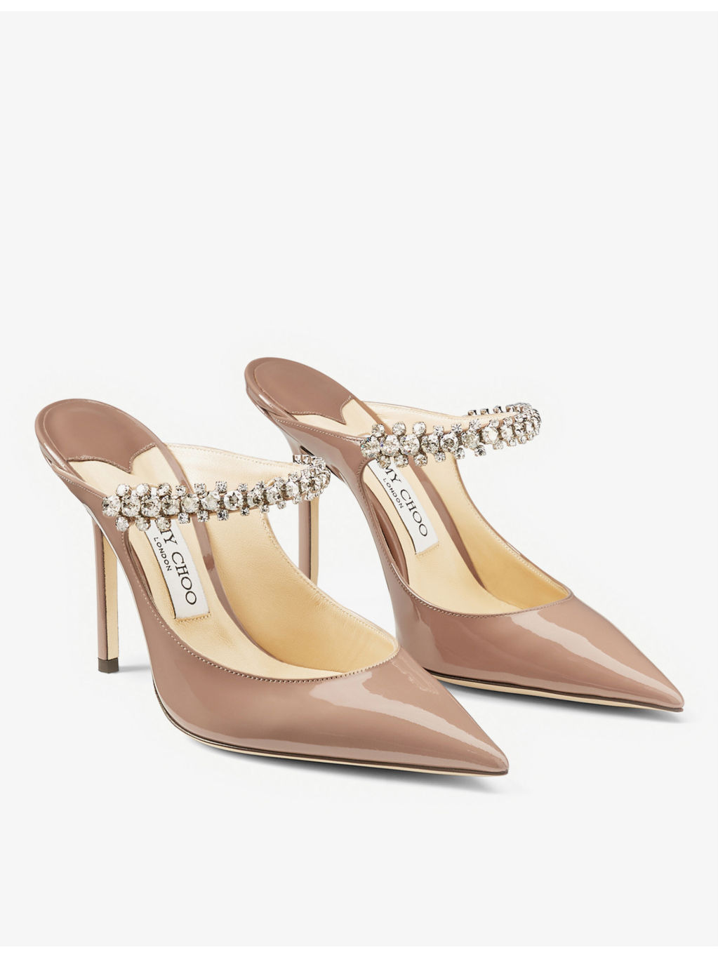 Bing 100 crystal-embellished patent-leather heeled mules - 4