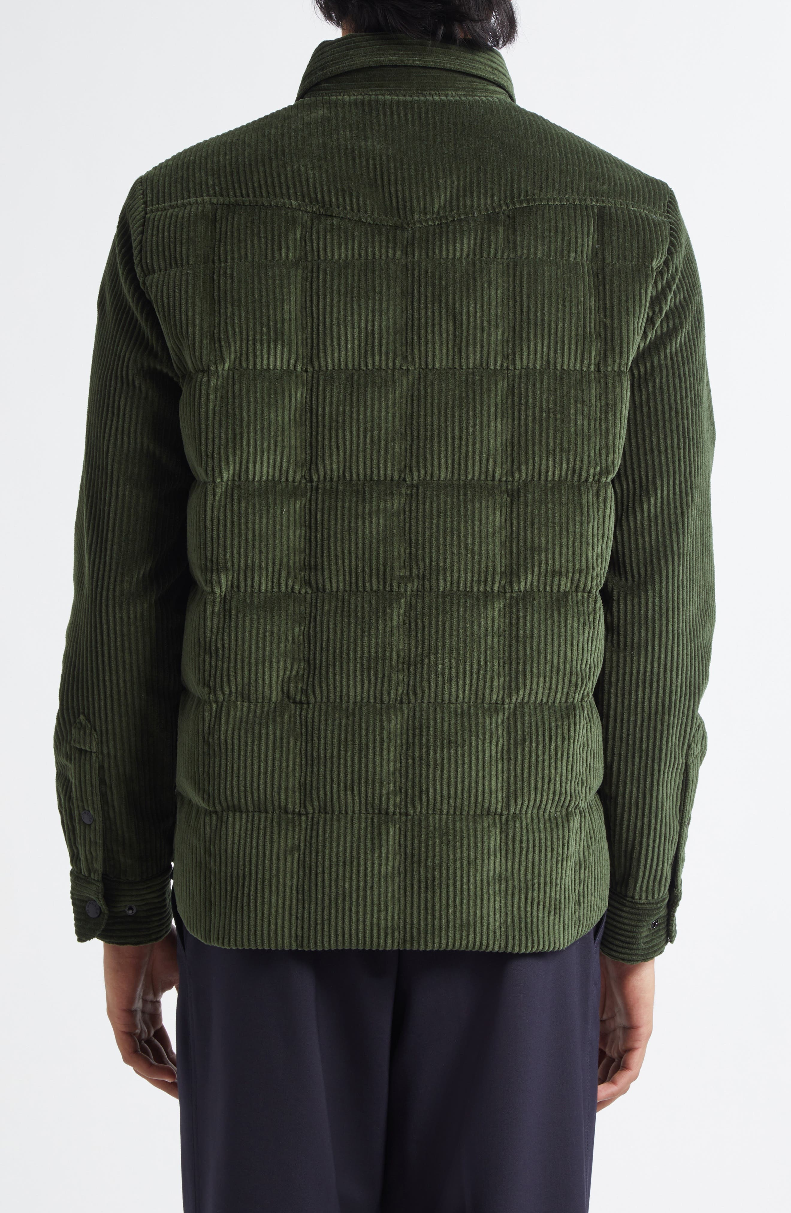 Moncler Gelt Corduroy Puffer Down Shirt Jacket in Thyme at Nordstrom - 2