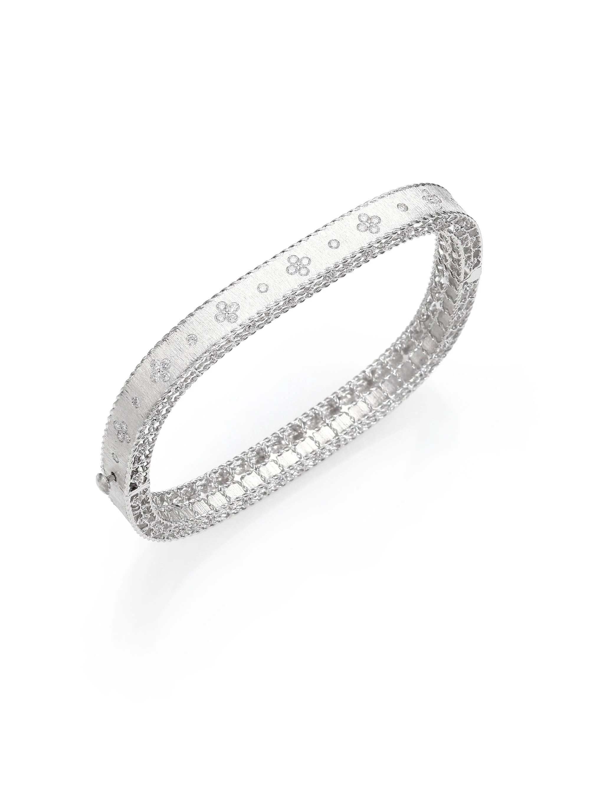 Princess Diamond & 18K White Gold Bangle Bracelet - White Gold - 1