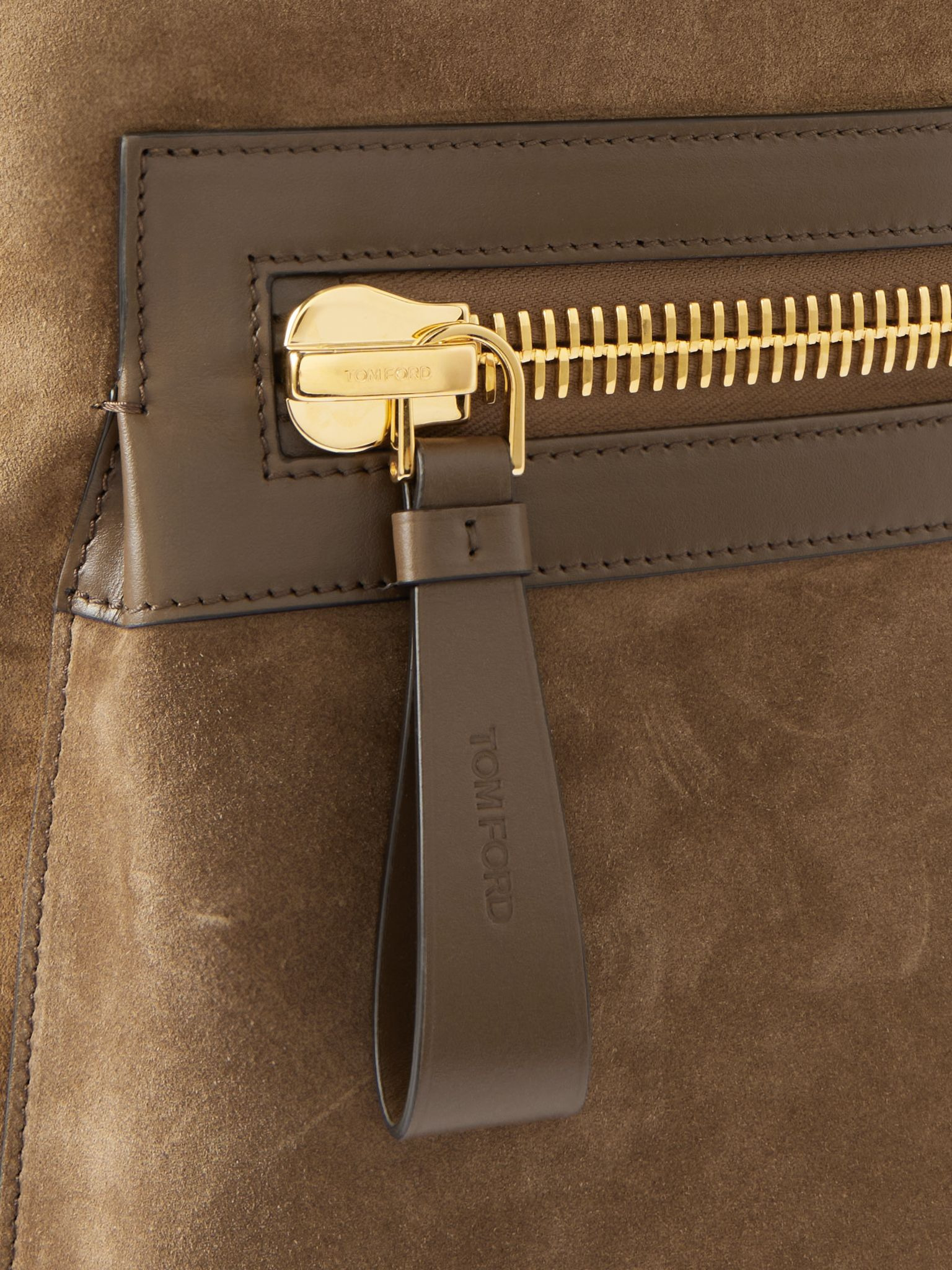 Buckley Leather-Trimmed Suede Backpack Brown - 4