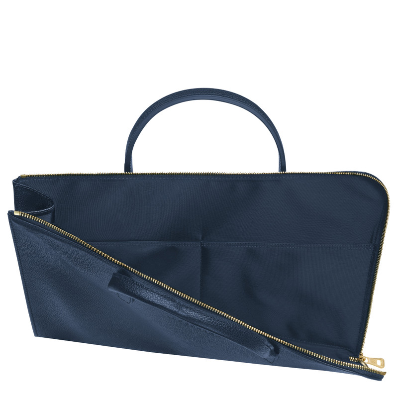 Le Foulonné S Briefcase Navy - Leather 4