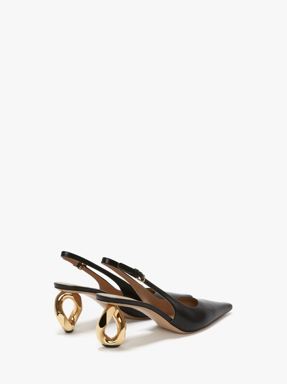 CHAIN HEEL LEATHER SLINGBACK SANDALS - 3