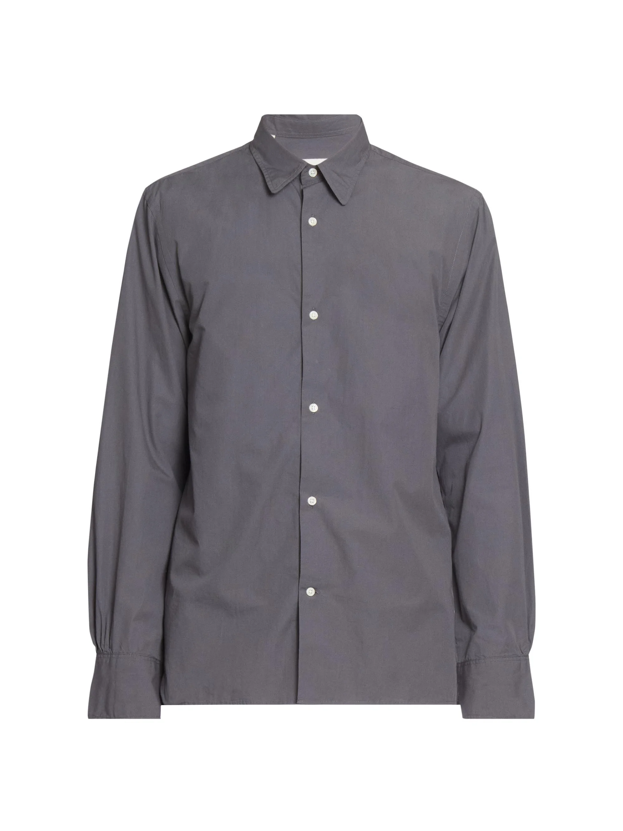 Men Soft Collar Cotton Button-Front Shirt - Faded Black - 1