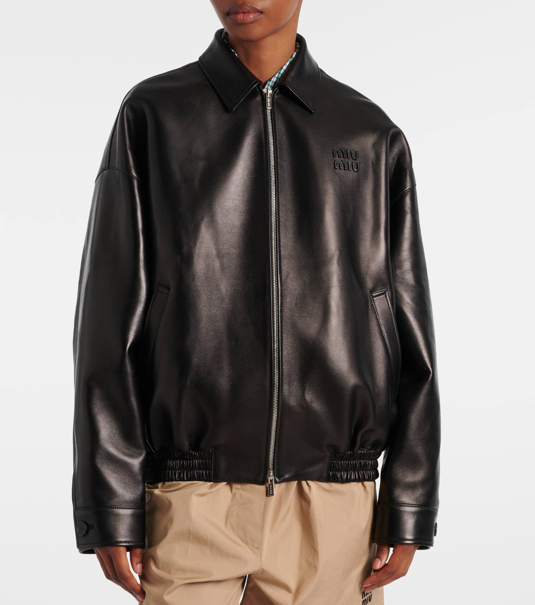 Logo leather jacket - 6