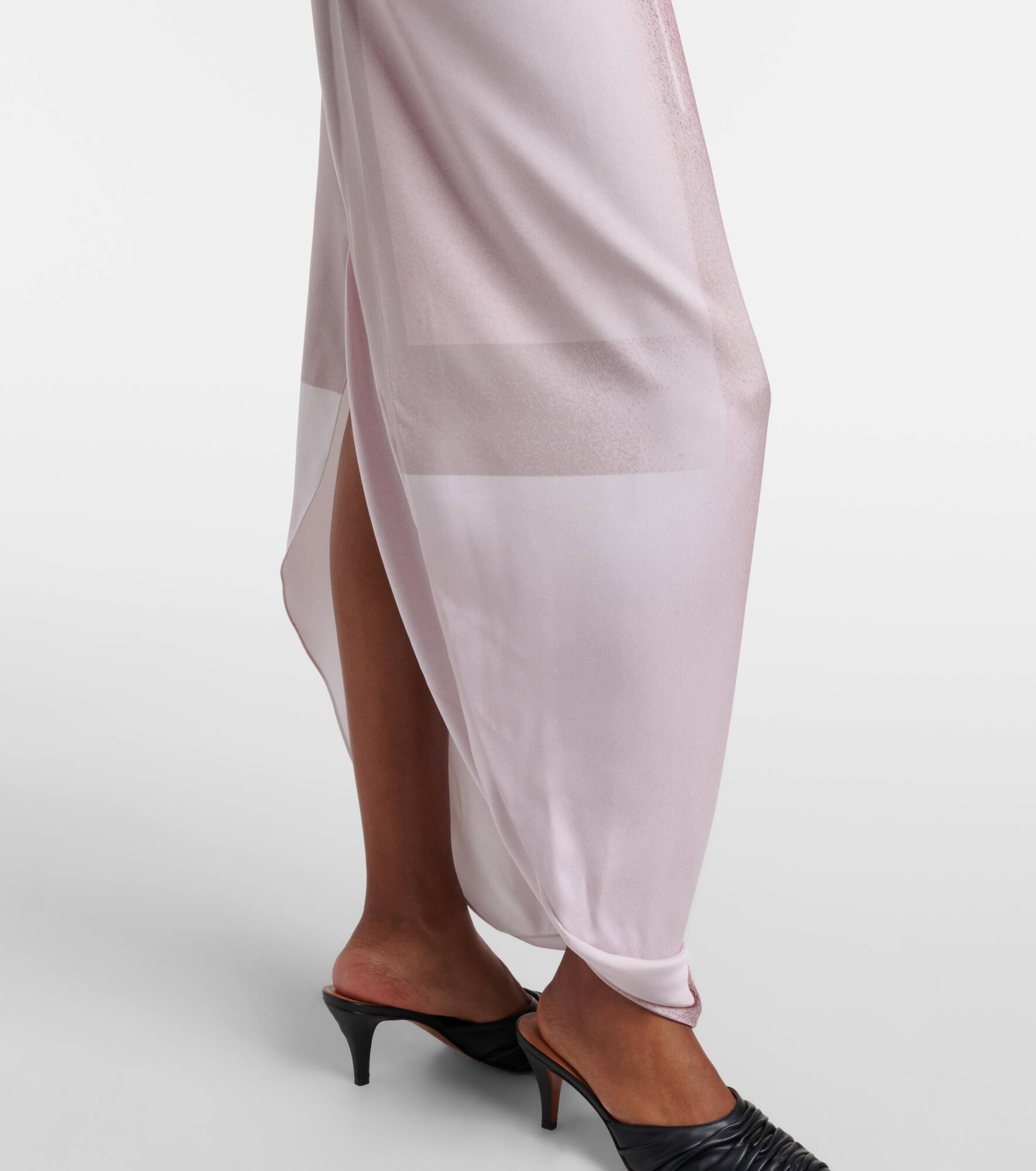 Trompe l'œil draped satin maxi dress - 5