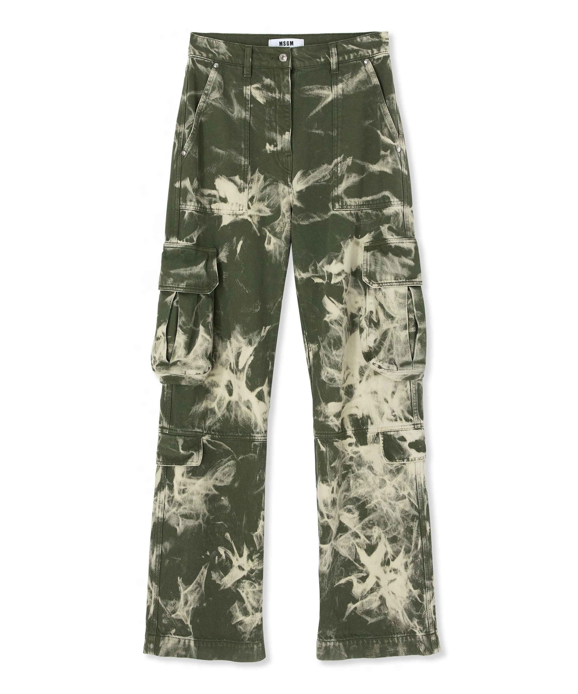 Cargo pants with marbleized tie-dye treatment - 1