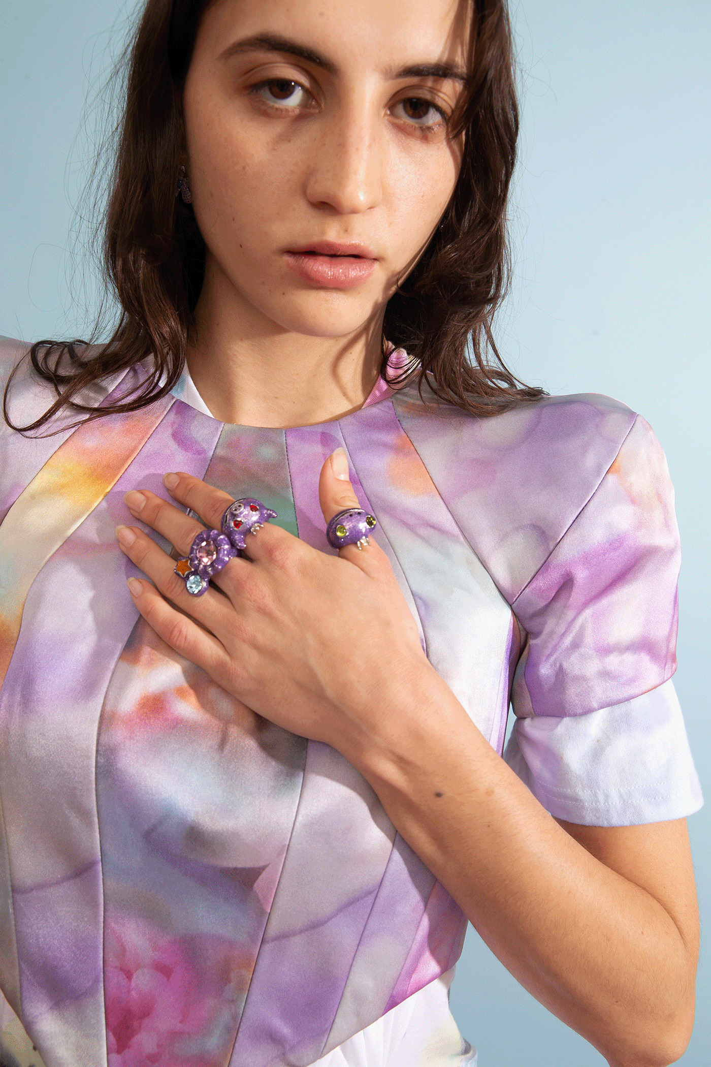 GLITTER LILAC CANDY GEM RING - 3