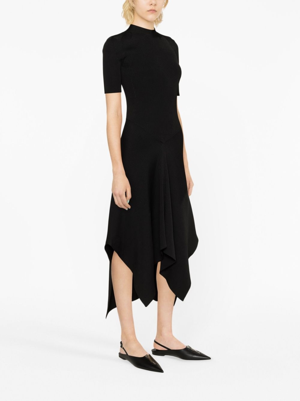 asymmetric ribbed-knit dress - 3