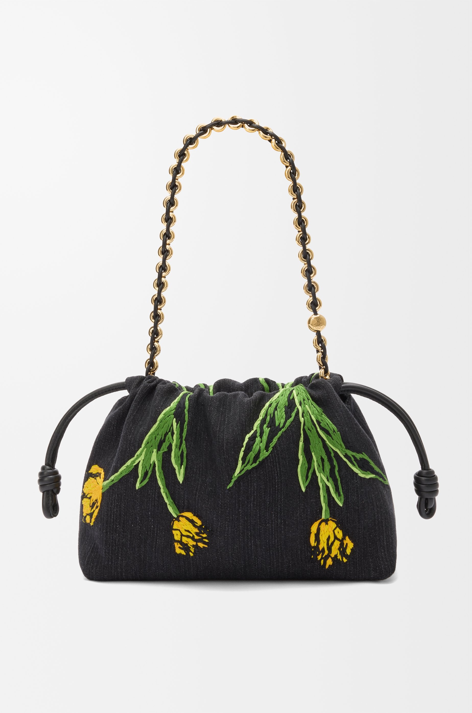 Medium Flamenco purse in embroidered denim - 8
