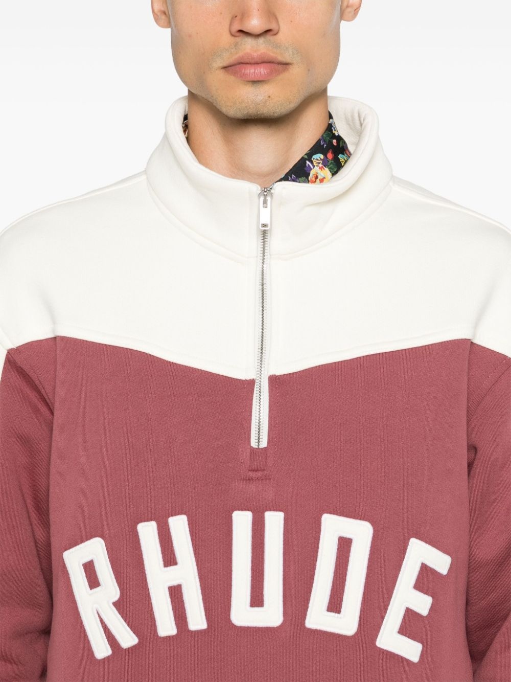 contrast half-zip sweatshirt - 5