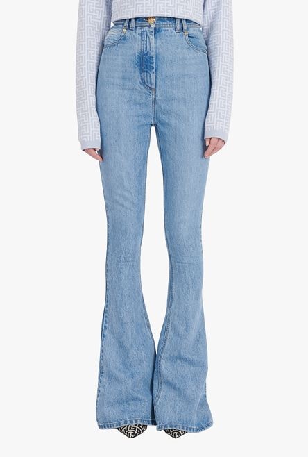 Bootcut light blue eco-designed jeans with Balmain monogram - 6