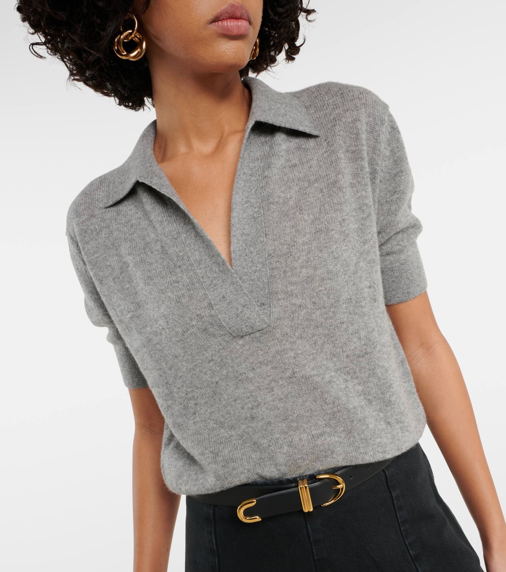 Shrunken Jo cashmere-blend polo sweater - 4