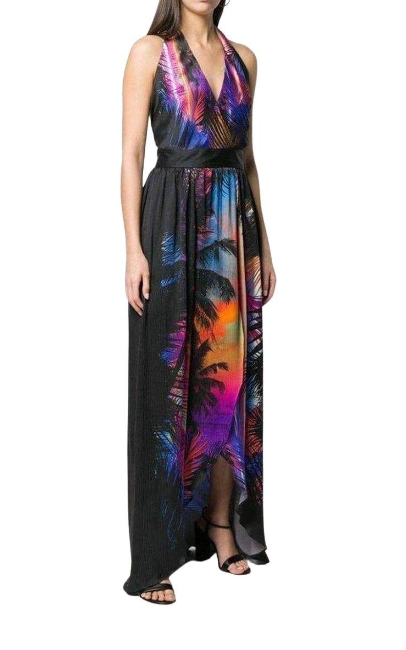 Halter Neck Printed Silk Dress - 3