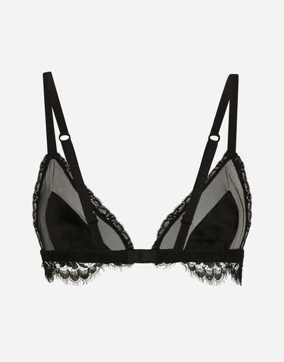 Dolce & Gabbana Satin, lace and tulle soft-cup triangle bra outlook