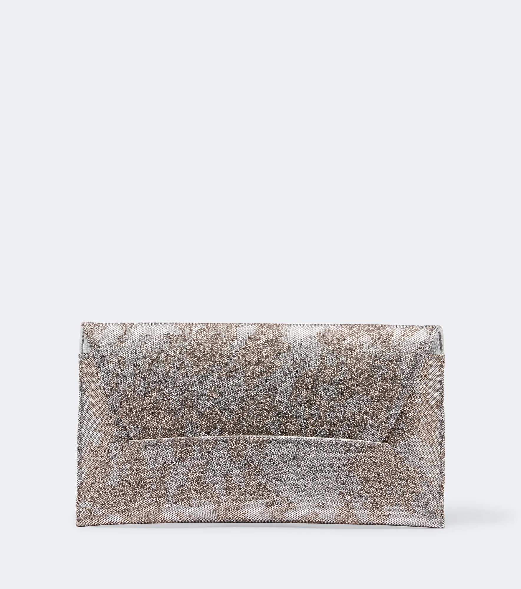 Envelope sequined metallic leather clutch - 1