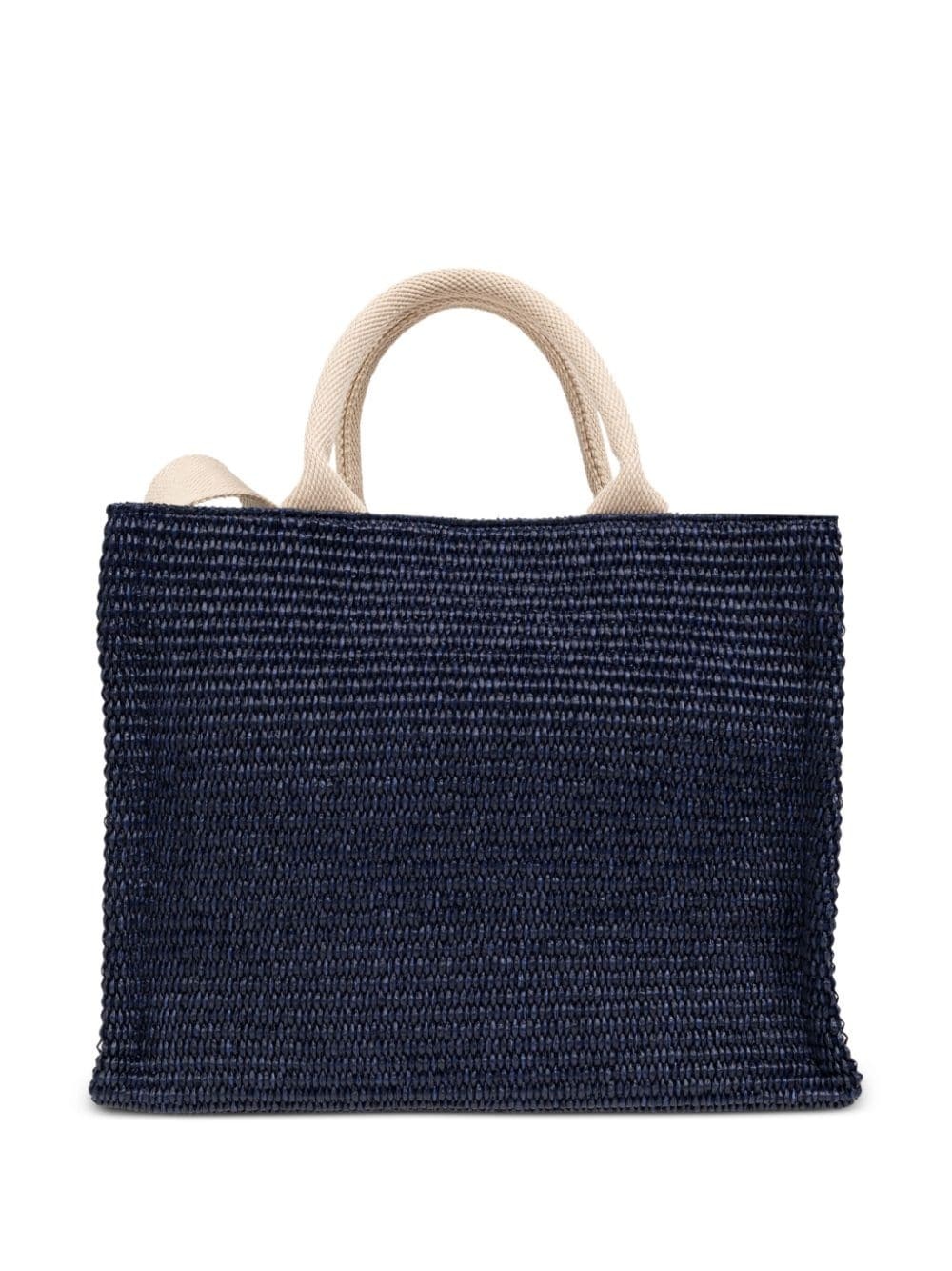 logo-embroidered raffia tote bag - 3