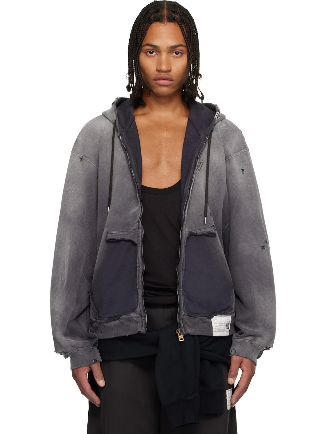 Black Sun Faded Like Zip-Up Hoodie - 1