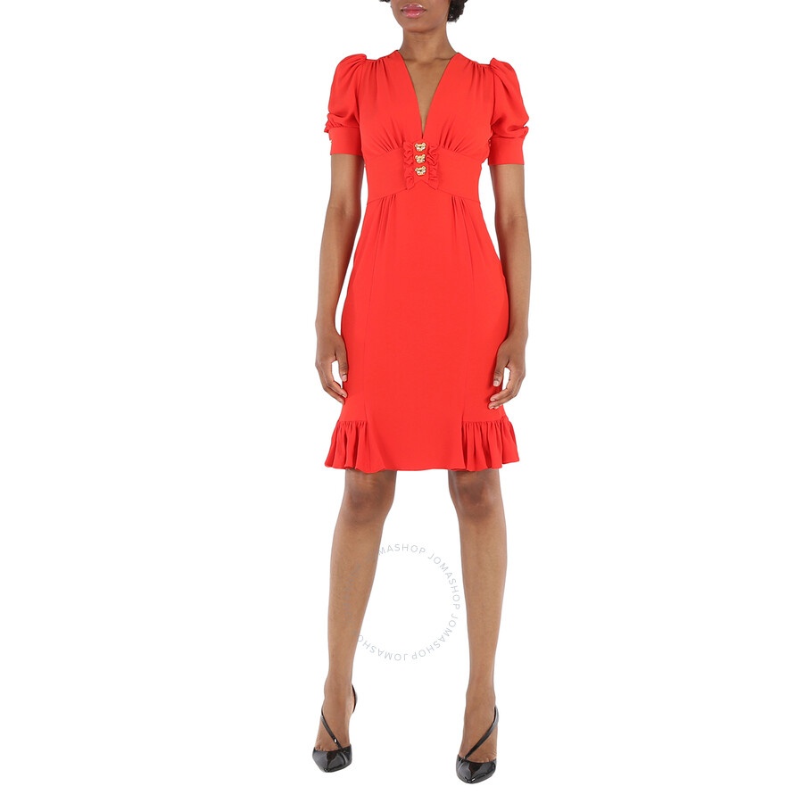 Moschino Ladies Red Teddy Ruffle Dress - 4
