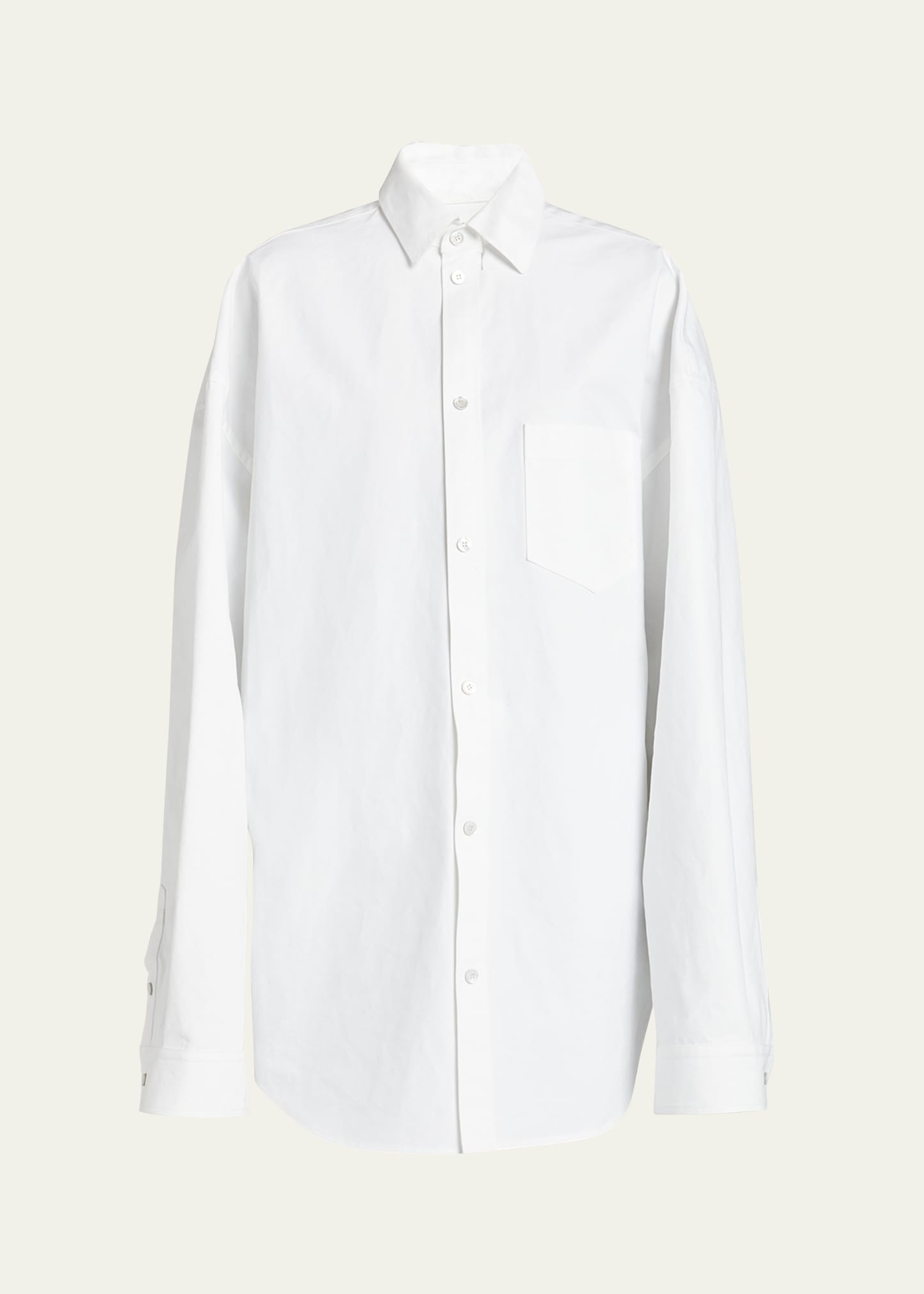 Oversized Snap-Button Poplin Top - 1