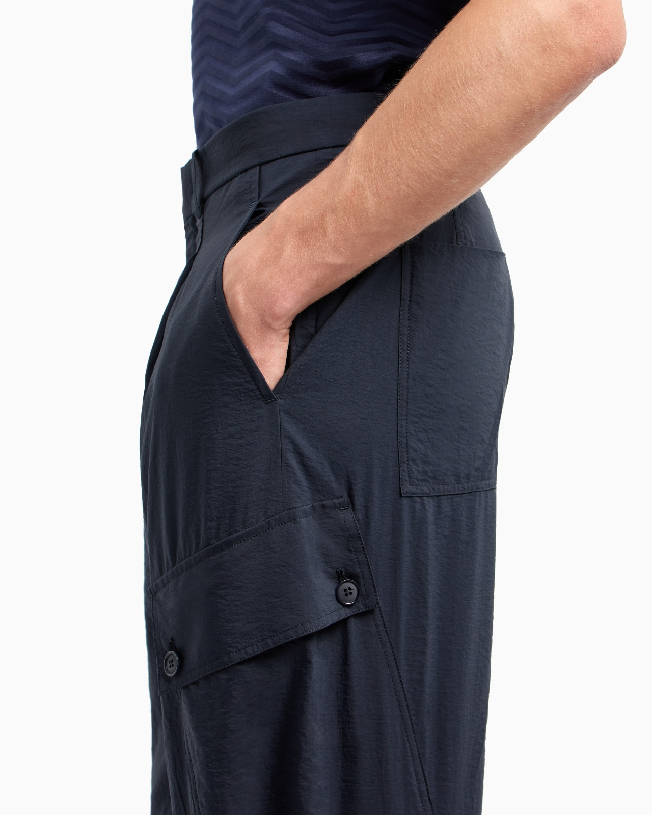 ONE-PLEAT CARGO TROUSERS IN COTTON CANVAS - 5