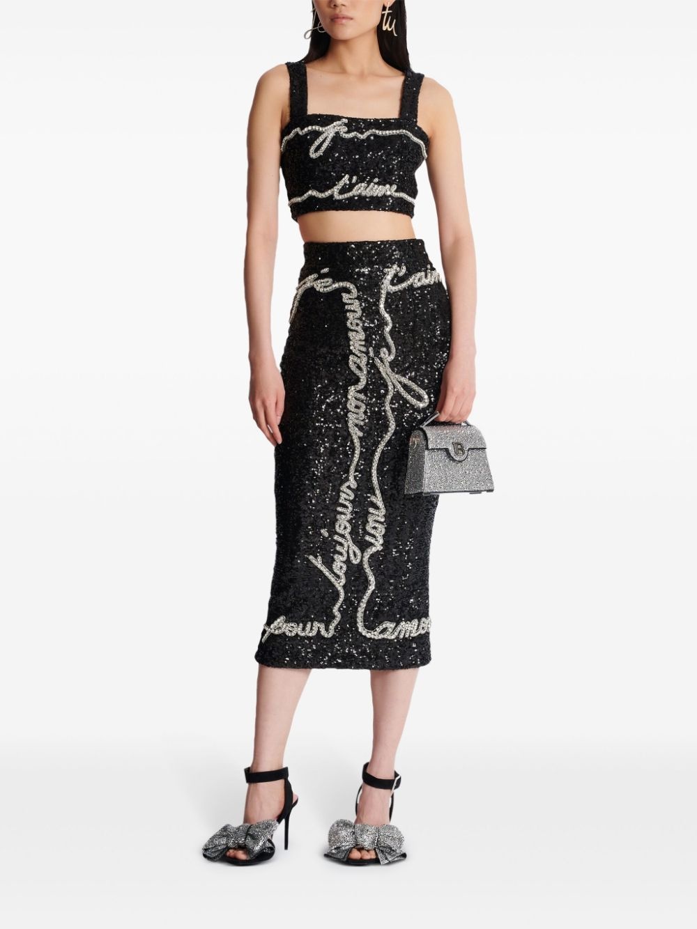 sequinned cropped top - 2