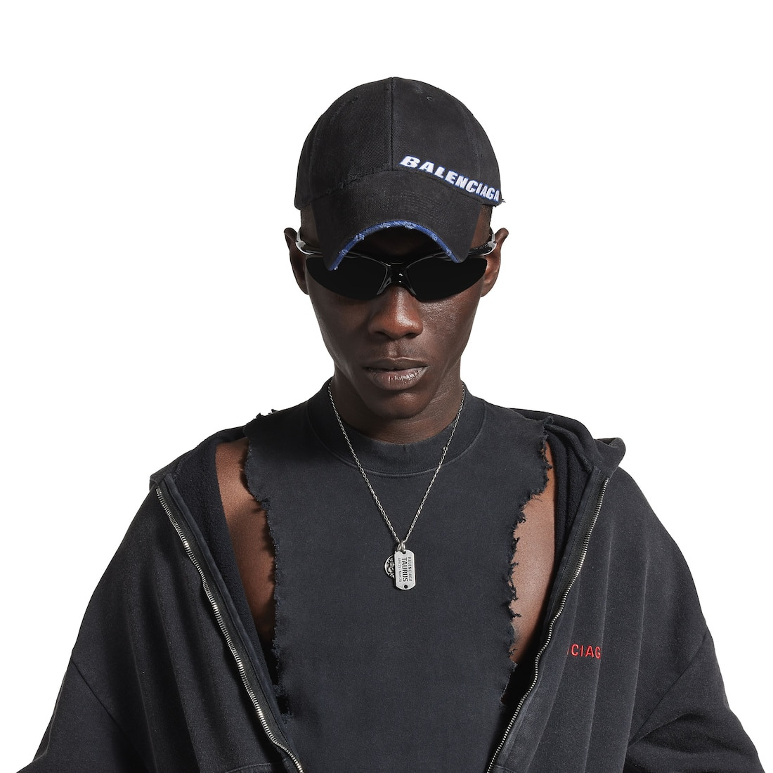 Men's Tilted Typo Cap in Black - 5