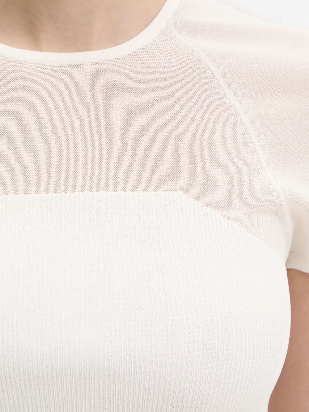 mesh-insert ribbed T-shirt - 4