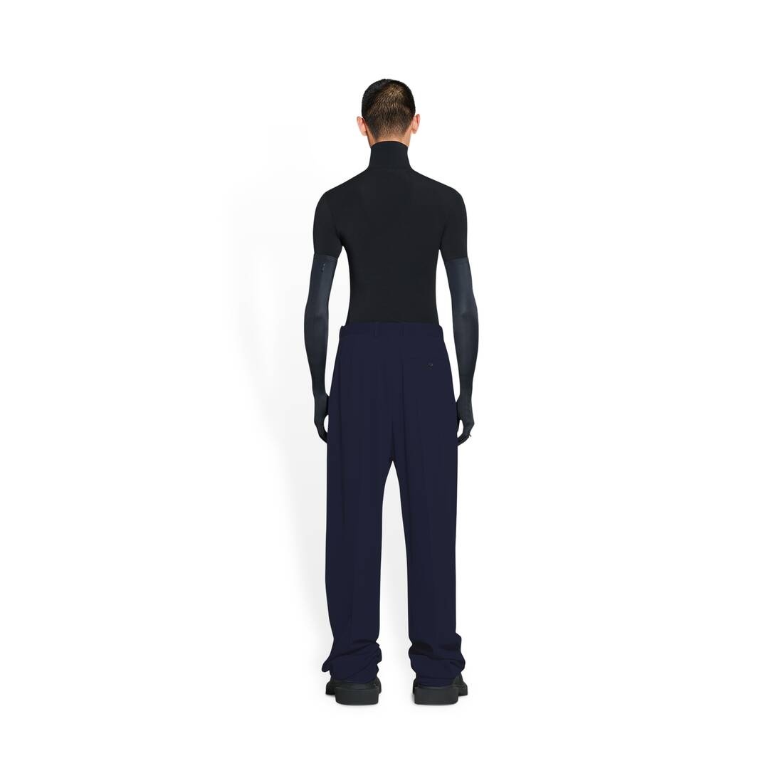 Men's Large Fit Tailored Pants in Navy Blue - 4