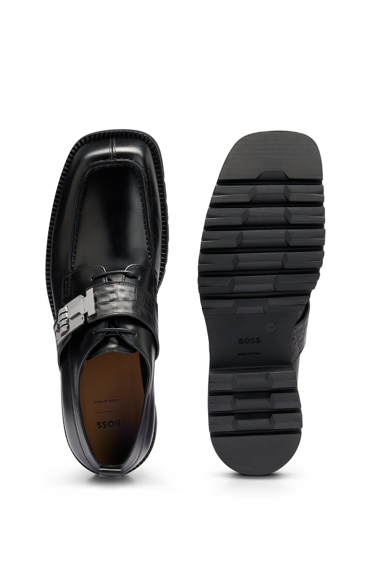 LEATHER DERBY SHOES WITH BRIEFCASE-LOCK DETAIL - 4