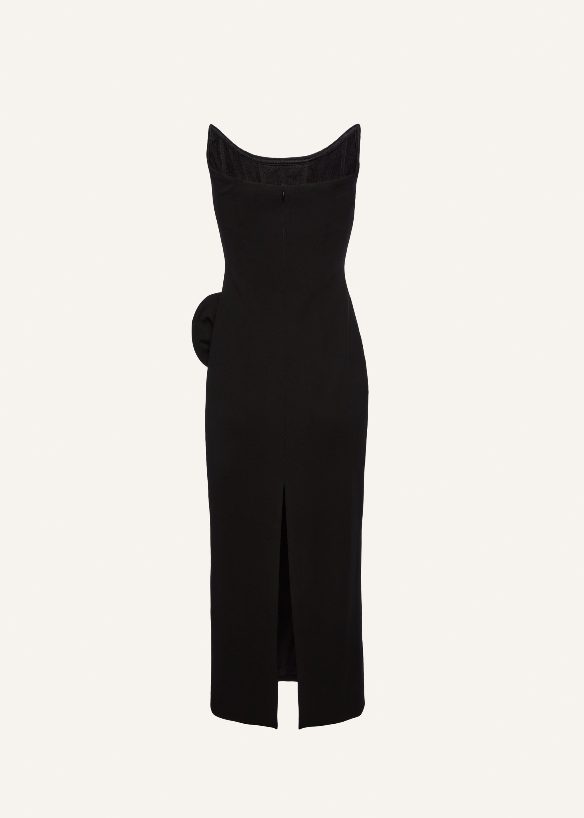 Floral appliqué bustier midi dress in black - 2