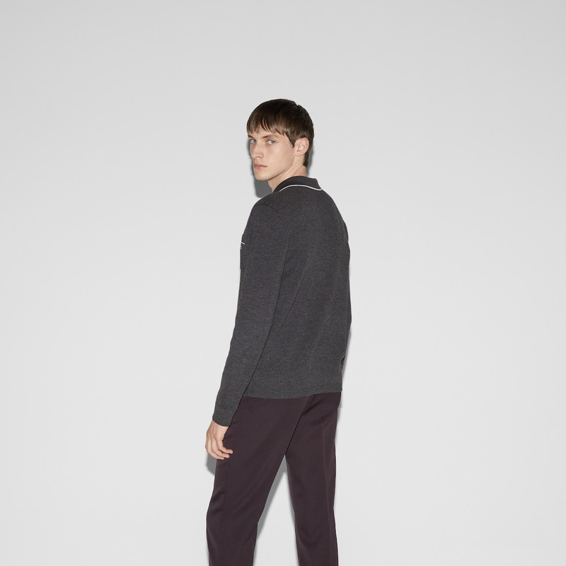 Knit wool long sleeve polo top 4