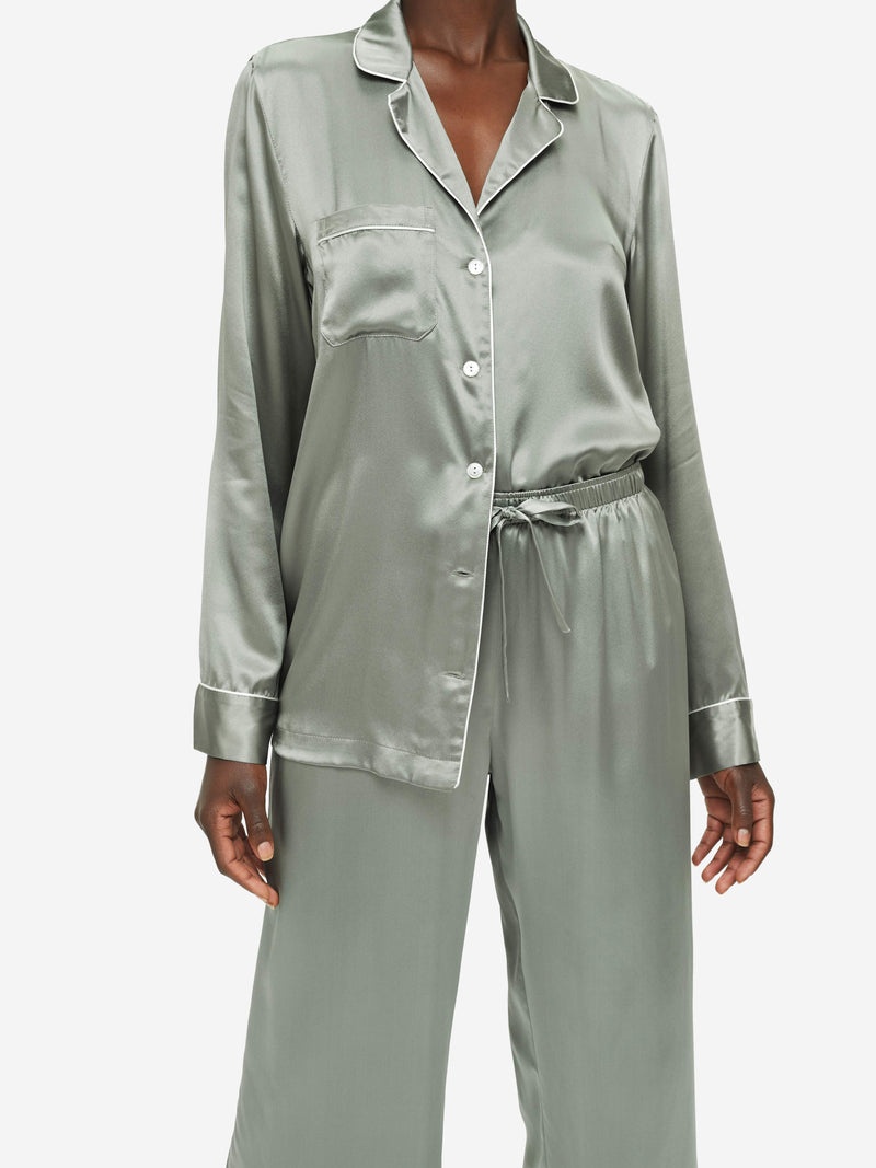 Women's Pyjamas Bailey Silk Satin Green - 6