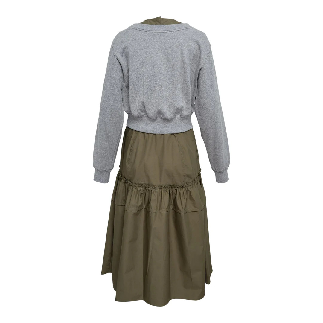 Long Sleeve Double Layer Combo Dress - 2