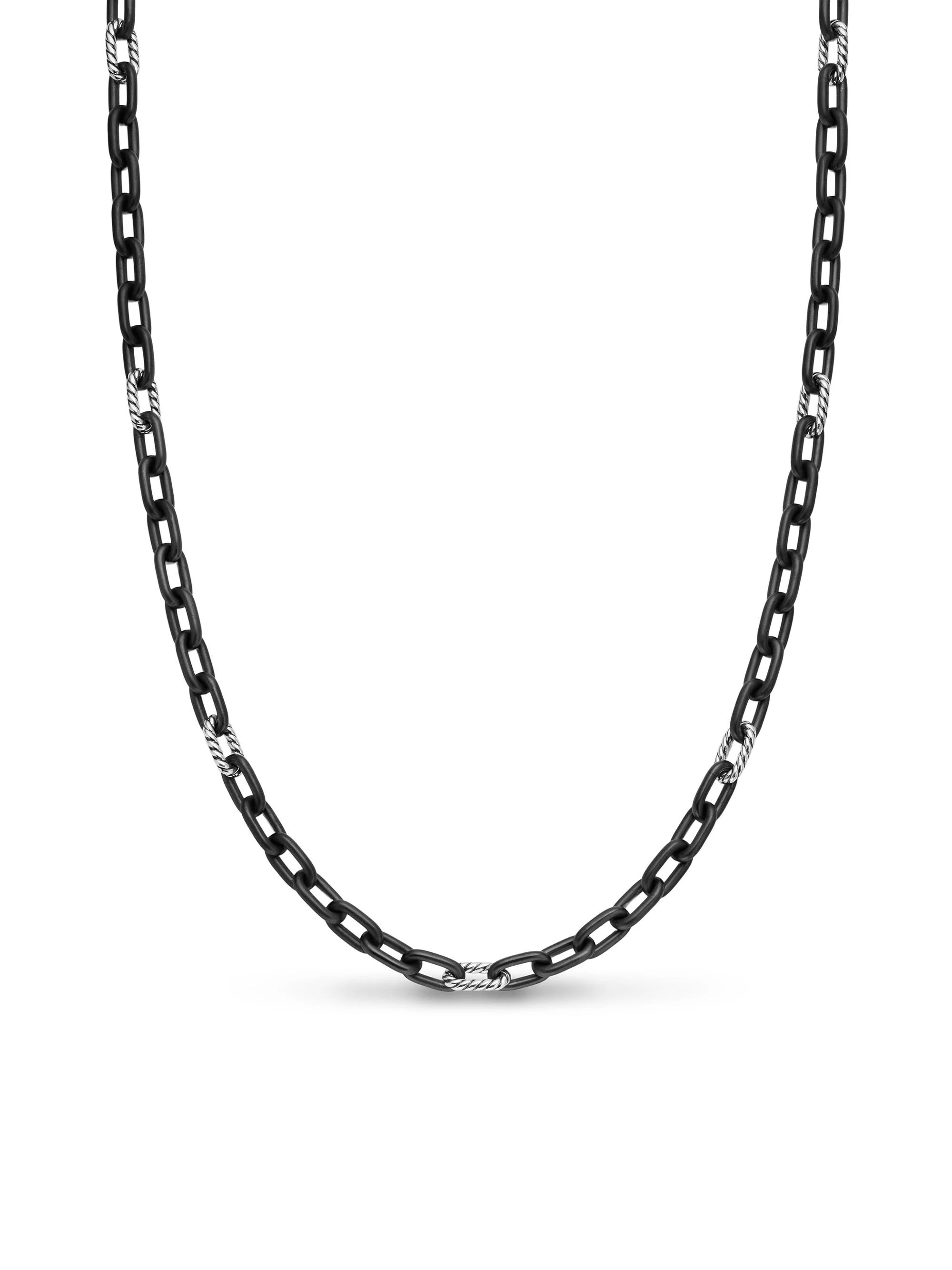 Men's DY Madison Chain Necklace in Black Titanium - Silver - 1