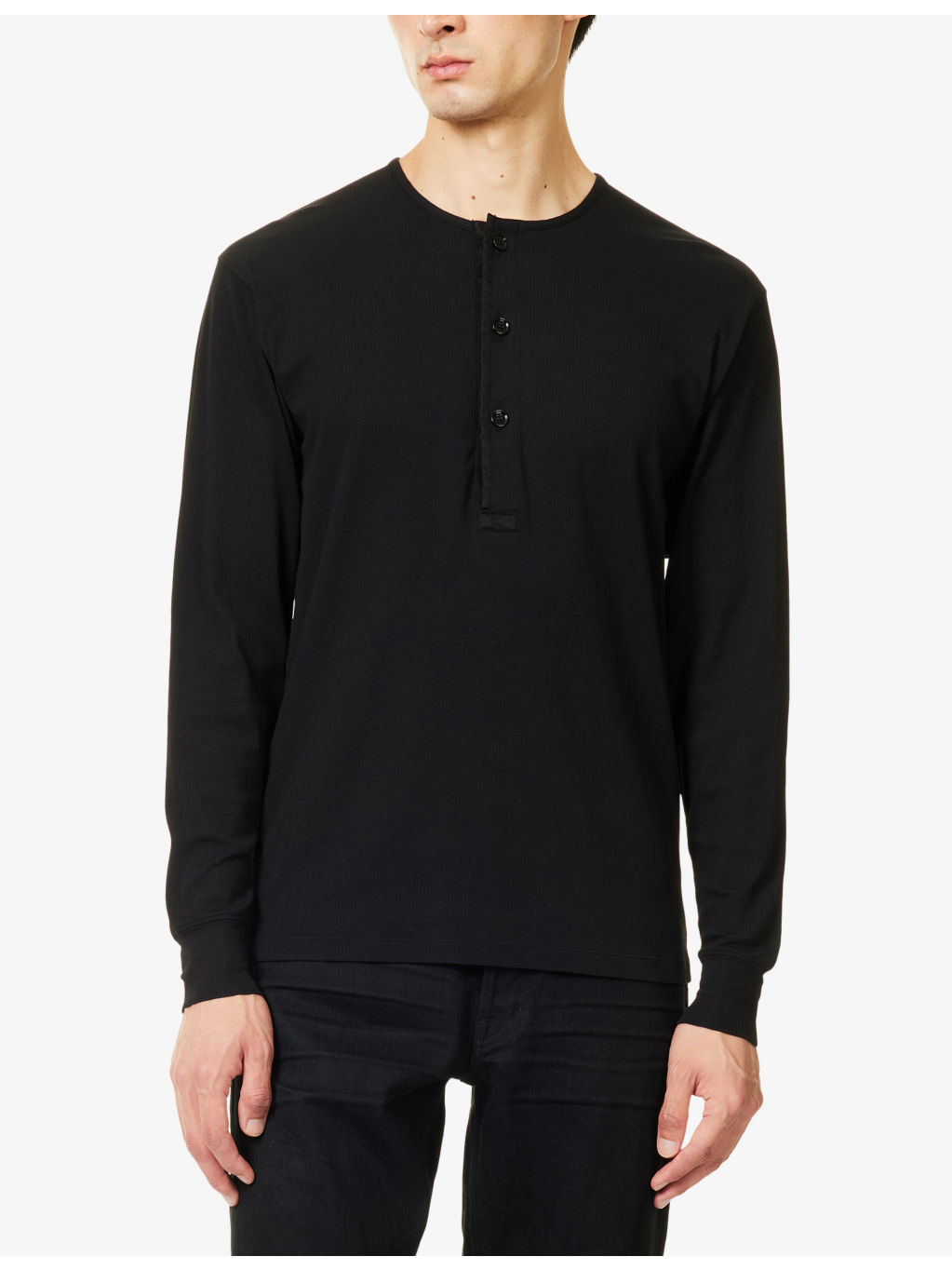 Ribbed Long-Sleeve Stretch-Cotton Top - 3