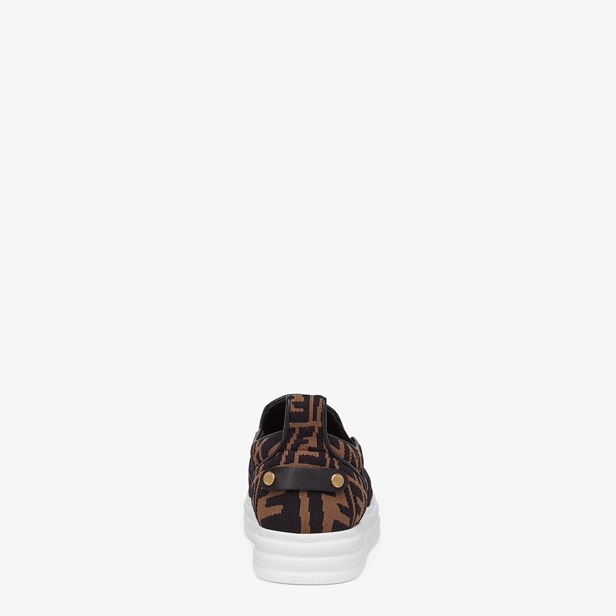Brown fabric slip ons - 3