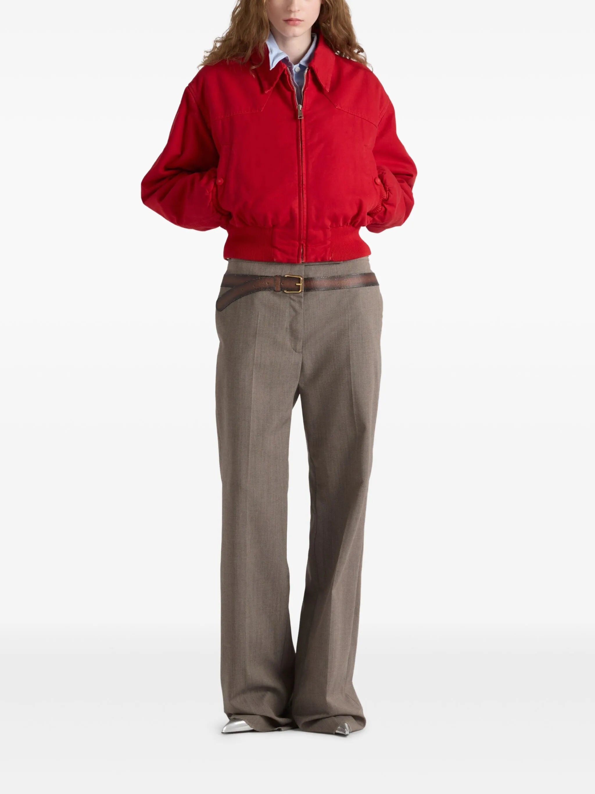 Red denim bomber jacket - 2