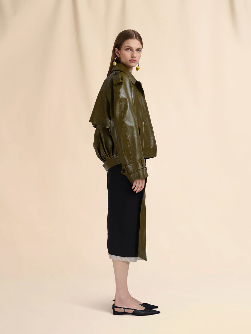 BLACK WOOL MIDI SKIRT WITH VISIBLE LINING - 5