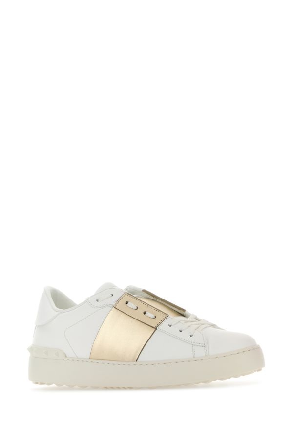 Leather sneakers with gold band - 2