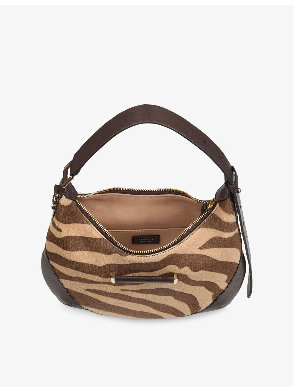 Bar Zebra-Print Pony-Hair Leather Hobo Shoulder Bag - 4