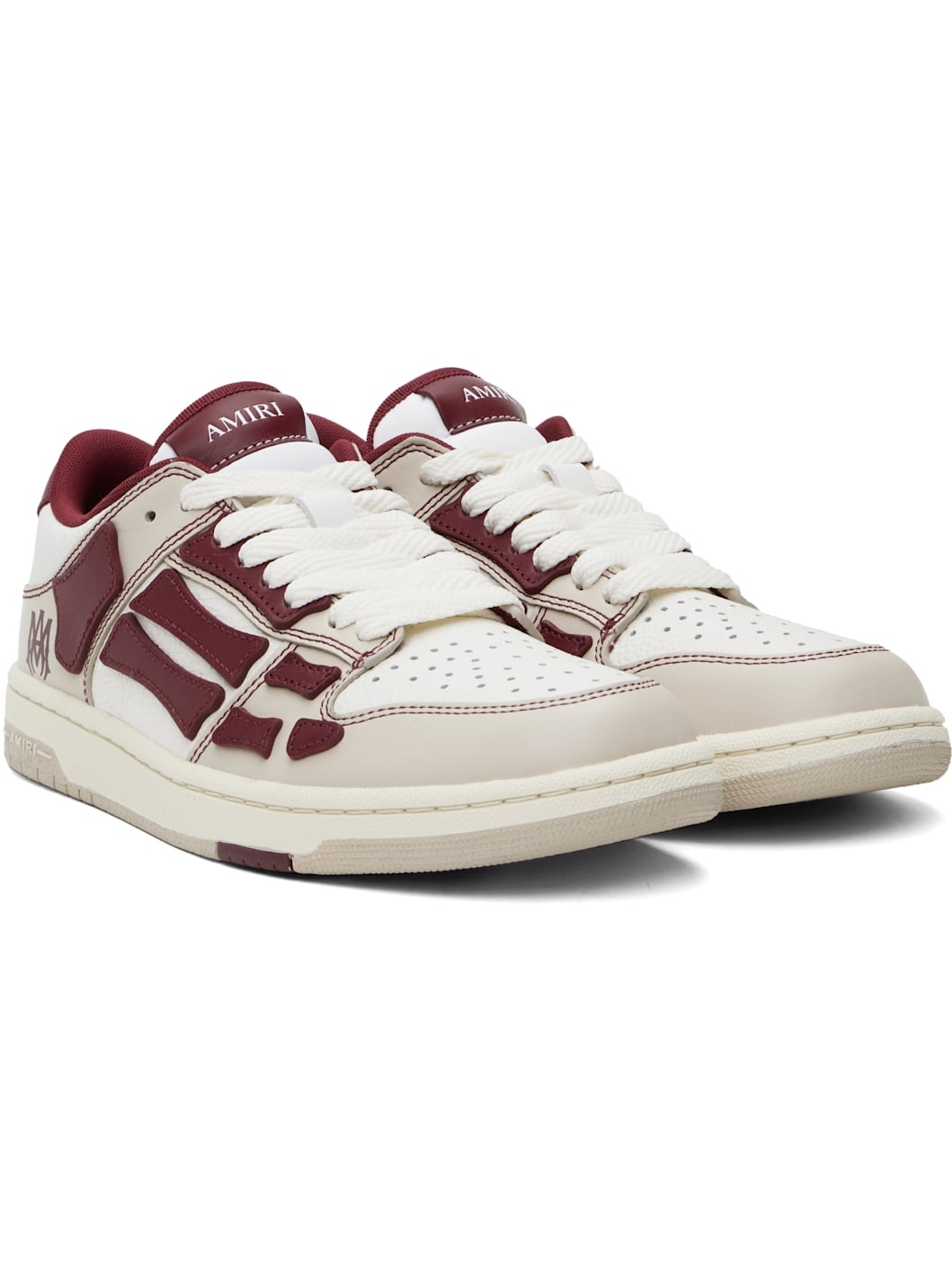 White & Red Varsity Skel Top Low Sneakers - 4