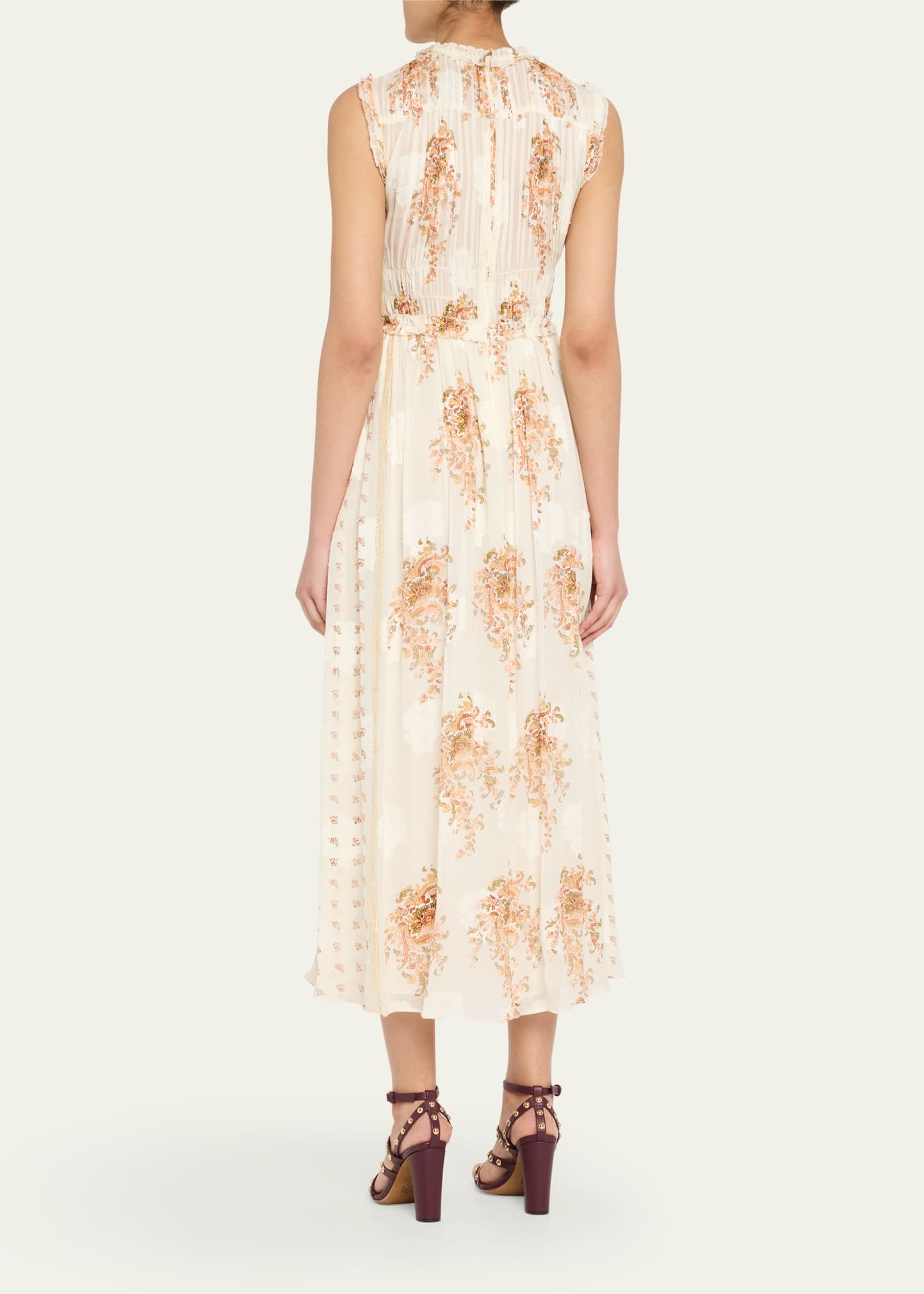 Kasia Sleeveless Floral Silk Midi Dress - 3