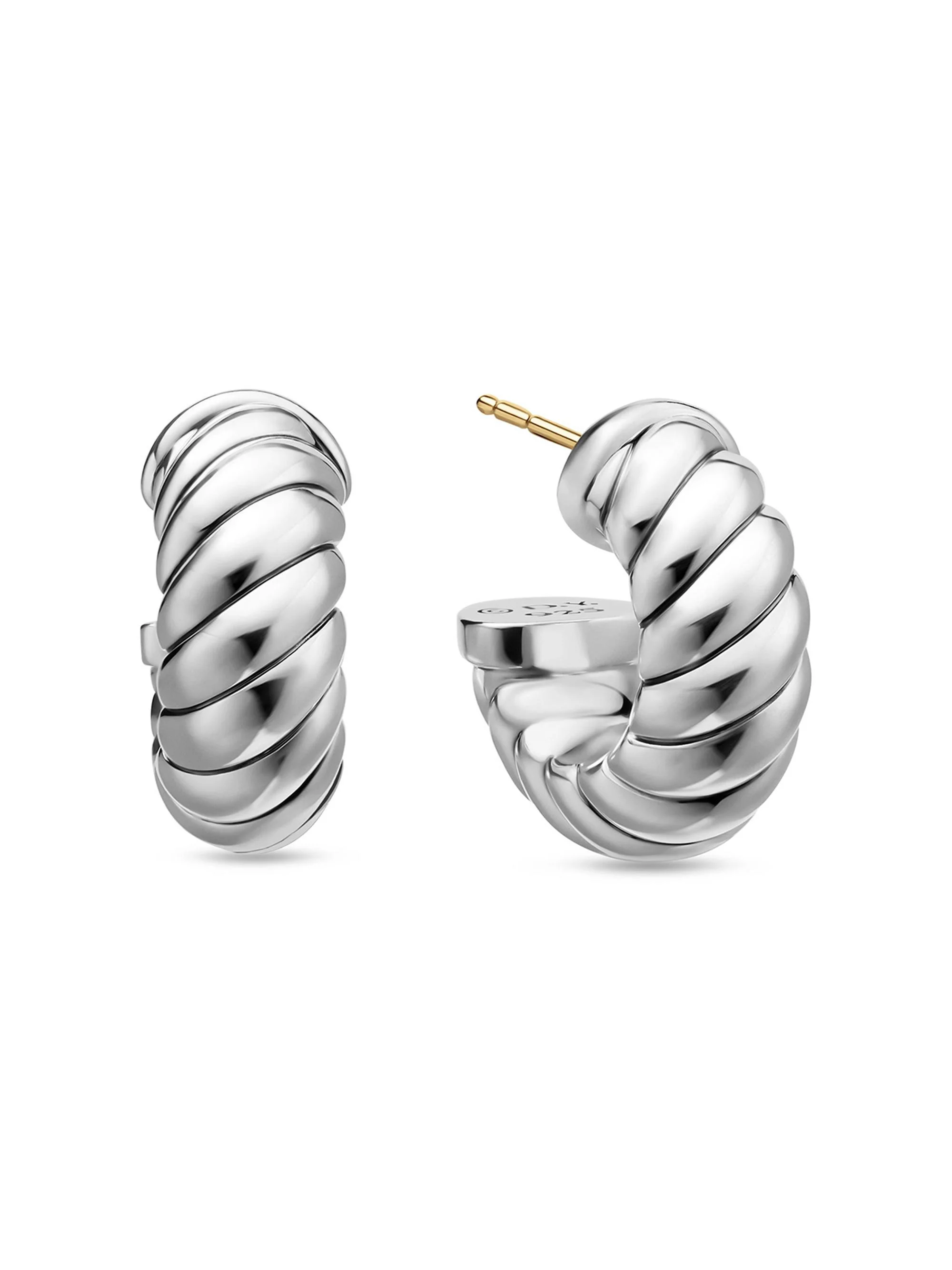 Women's Sculpted Cable Shrimp Earrings in Sterling Silver, 20.5mm - Silver - 1