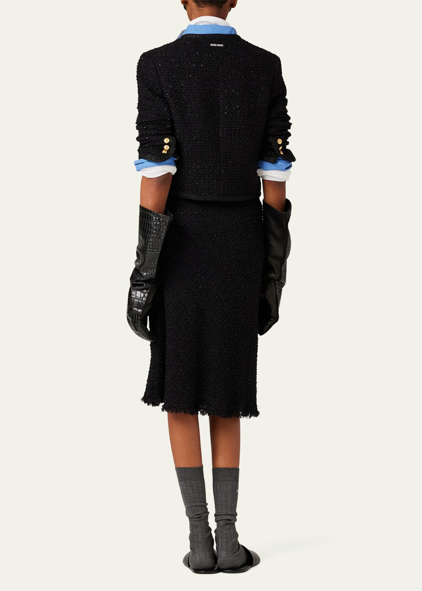 Lurex Wool Frayed Hem Skirt - 3