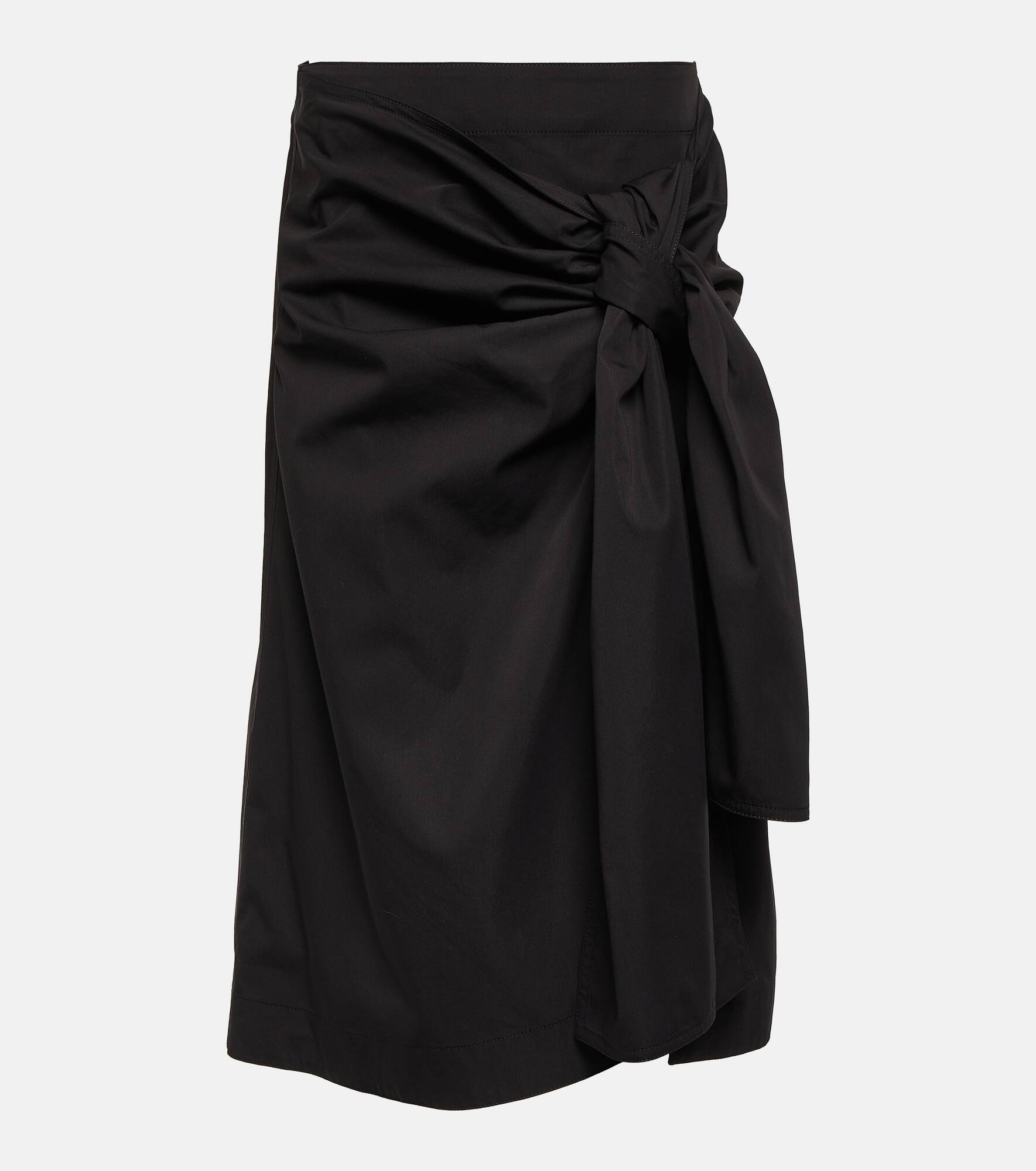 Gathered cotton and silk midi skirt - 1