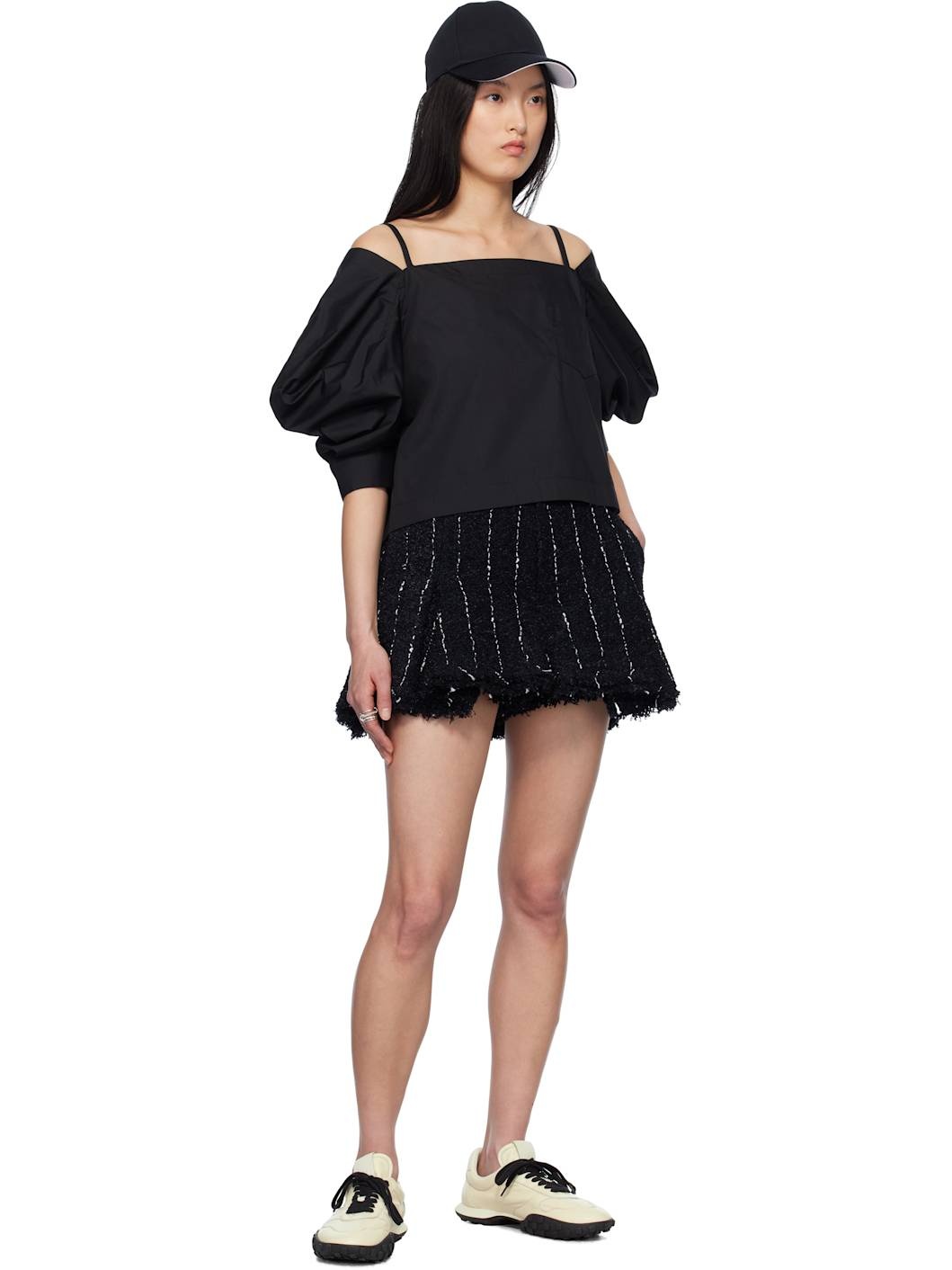 Black Tweed Shorts - 4