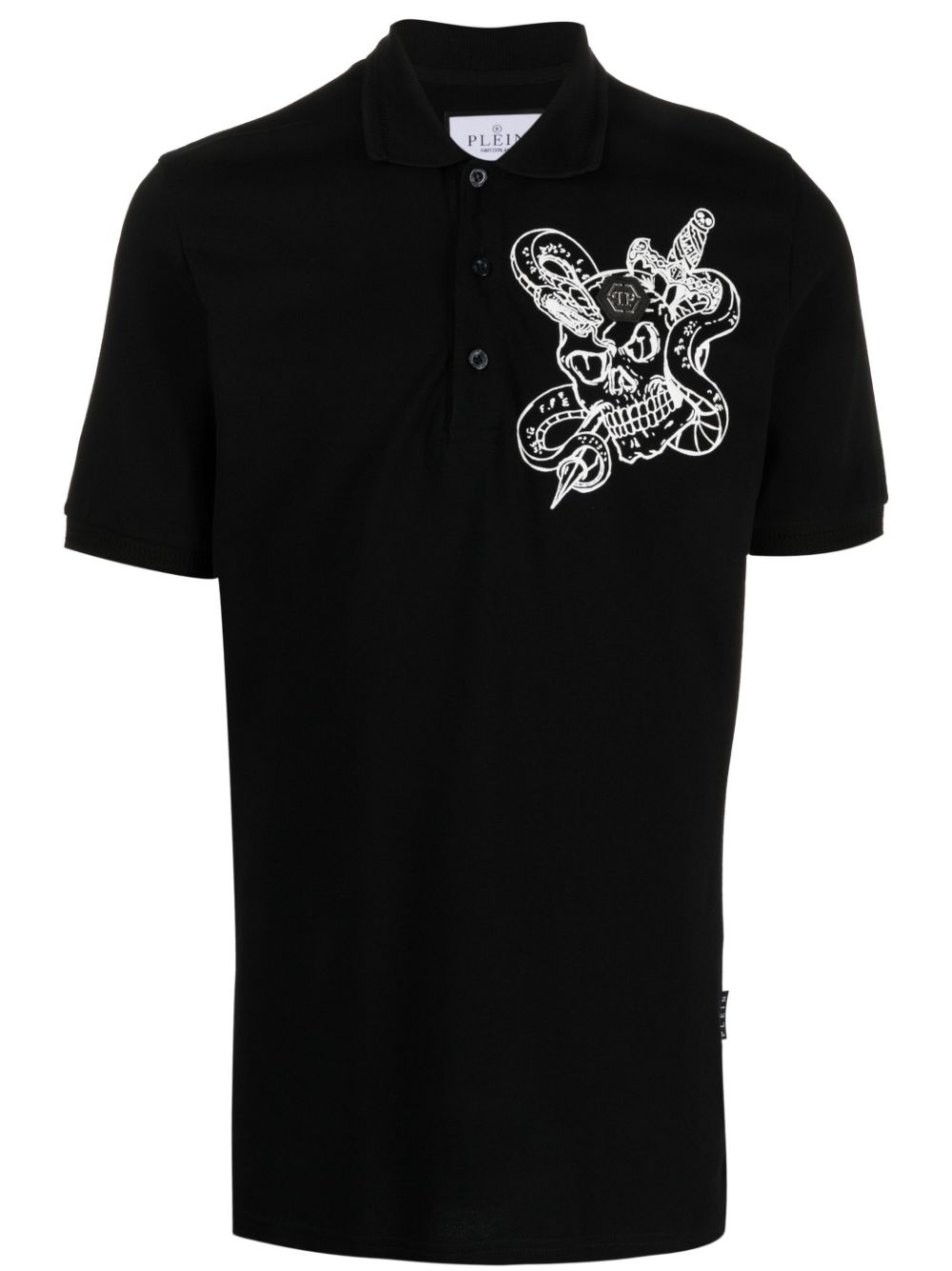 snake-print cotton polo shirt - 1