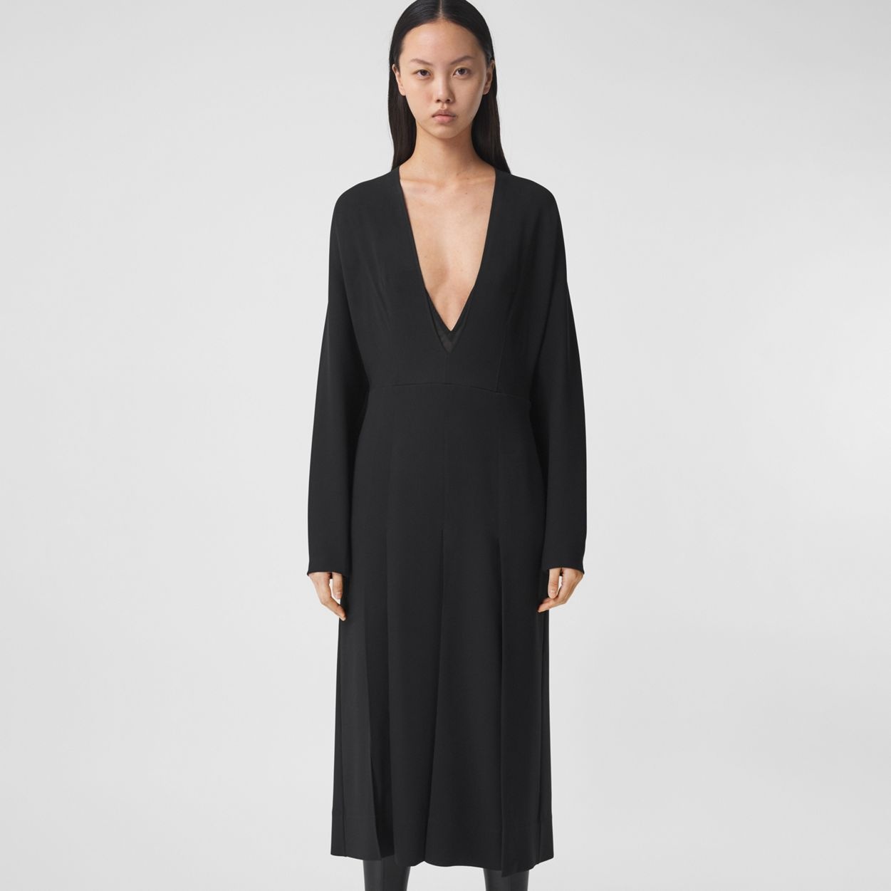 Burberry Pleated Silk Cady Dress with Detachable Slip | REVERSIBLE